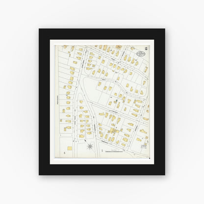 Old map wall art mockup — black gallery frame with white mat — Sanborn Fire Insurance Map from Hyde Park, Norfolk County, Massachusetts (1900), Sheet #0002