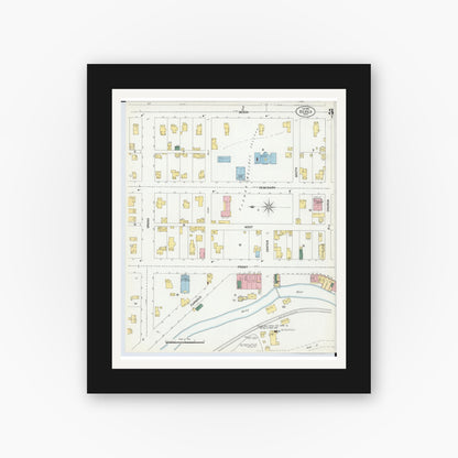 Old map wall art mockup — black gallery frame with white mat — Sanborn Fire Insurance Map from Berea, Cuyahoga County, Ohio (1901), Sheet #0003