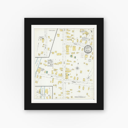 Old map wall art mockup — black gallery frame with white mat — Sanborn Fire Insurance Map from Holland, Erie County, New York (1900), Sheet #0001