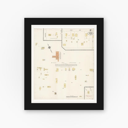 Old map wall art mockup — black gallery frame with white mat — Sanborn Fire Insurance Map from Byron, Contra Costa County, California (1915), Sheet #0002
