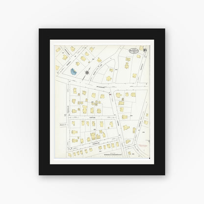 Old map wall art mockup — black gallery frame with white mat — Sanborn Fire Insurance Map from Watertown, Middlesex County, Massachusetts (1911), Sheet #0018