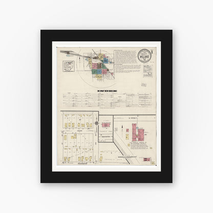 Old map wall art mockup — black gallery frame with white mat — Sanborn Fire Insurance Map from Willard, Huron County, Ohio (1922) - Complete Map Set