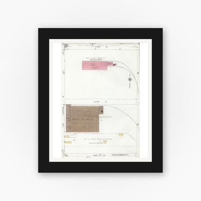 Old map wall art mockup — black gallery frame with white mat — Sanborn Fire Insurance Map from Chicago, Cook County, Illinois (1920), Sheet #0017