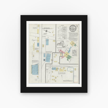 Old map wall art mockup — black gallery frame with white mat — Sanborn Fire Insurance Map from Williamson, Wayne County, New York (1914) - Complete Map Set