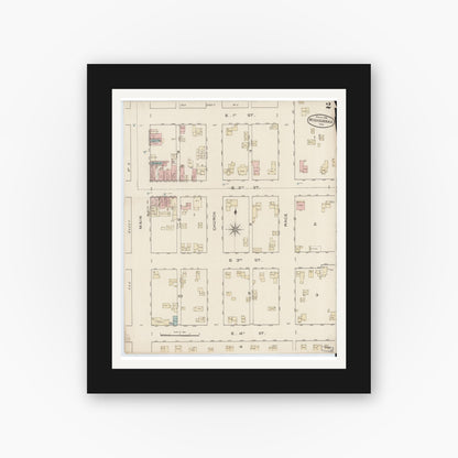 Old map wall art mockup — black gallery frame with white mat — Sanborn Fire Insurance Map from Mishawaka, Saint Joseph County, Indiana (1886), Sheet #0002