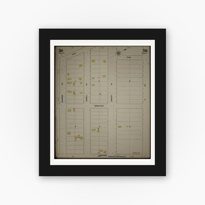 Old map wall art mockup — black gallery frame with white mat — Sanborn Fire Insurance Map from New Jersey Coast, New Jersey Coast, New Jersey (1890), Sheet #0056