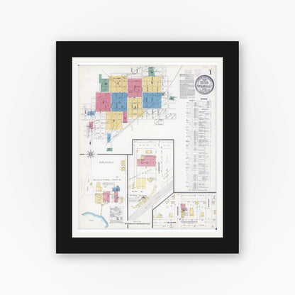 Old map wall art mockup — black gallery frame with white mat — Sanborn Fire Insurance Map from Taylorville, Christian County, Illinois (1906) - Complete Map Set