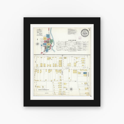 Old map wall art mockup — black gallery frame with white mat — Sanborn Fire Insurance Map from Lehighton, Carbon County, Pennsylvania (1908) - Complete Map Set