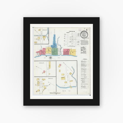 Old map wall art mockup — black gallery frame with white mat — Sanborn Fire Insurance Map from Ripley, Brown County, Ohio (1904), Sheet #0001