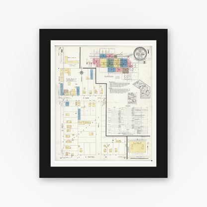 Old map wall art mockup — black gallery frame with white mat — Sanborn Fire Insurance Map from Zeeland, Ottawa County, Michigan (1923), Sheet #0001