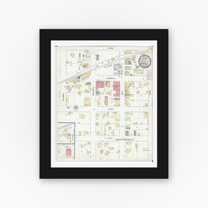 Old map wall art mockup — black gallery frame with white mat — Sanborn Fire Insurance Map from Brandon, Fond du Lac County, Wisconsin (1900), Sheet #0001