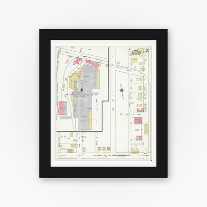 Old map wall art mockup — black gallery frame with white mat — Sanborn Fire Insurance Map from Oakmont, Allegheny County, Pennsylvania (1921), Sheet #0003