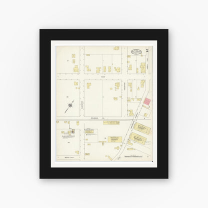 Old map wall art mockup — black gallery frame with white mat — Sanborn Fire Insurance Map from Williamston, Martin County, North Carolina (1913), Sheet #0002