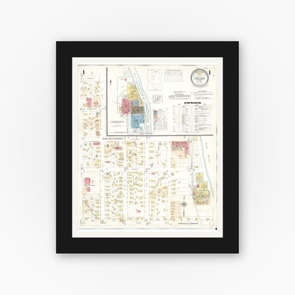 Old map wall art mockup — black gallery frame with white mat — Sanborn Fire Insurance Map from Oregon, Ogle County, Illinois (1943) - Complete Map Set