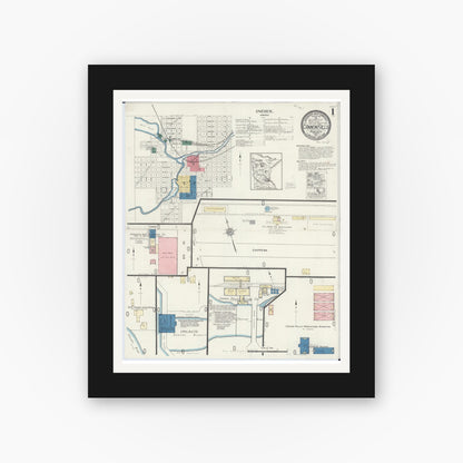 Old map wall art mockup — black gallery frame with white mat — Sanborn Fire Insurance Map from Cannon Falls, Goodhue County, Minnesota (1921) - Complete Map Set