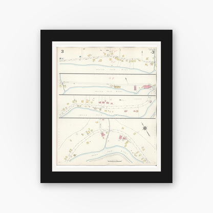 Old map wall art mockup — black gallery frame with white mat — Sanborn Fire Insurance Map from Grundy, Buchanan County, Virginia (1936), Sheet #0003