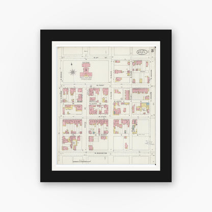 Old map wall art mockup — black gallery frame with white mat — Sanborn Fire Insurance Map from Media, Delaware County, Pennsylvania (1894), Sheet #0003