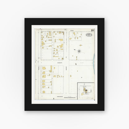 Old map wall art mockup — black gallery frame with white mat — Sanborn Fire Insurance Map from San Angelo, Tom Green County, Texas (1904), Sheet #0010