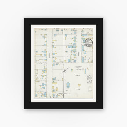 Old map wall art mockup — black gallery frame with white mat — Sanborn Fire Insurance Map from Fredericksburg, Gillespie County, Texas (1896) - Complete Map Set
