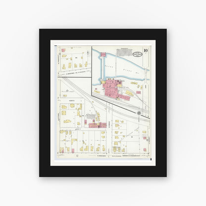 Old map wall art mockup — black gallery frame with white mat — Sanborn Fire Insurance Map from Ypsilanti, Washtenaw County, Michigan (1916), Sheet #0010
