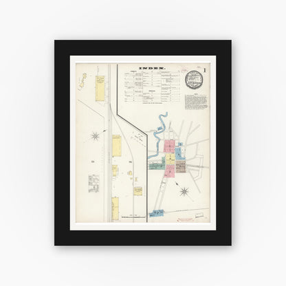 Old map wall art mockup — black gallery frame with white mat — Sanborn Fire Insurance Map from Hayward, Alameda County, California (1893) - Complete Map Set