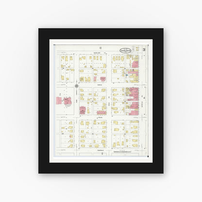 Old map wall art mockup — black gallery frame with white mat — Sanborn Fire Insurance Map from Chicago Junction, Huron County, Ohio (1911), Sheet #0003