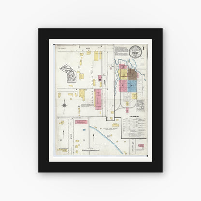 Old map wall art mockup — black gallery frame with white mat — Sanborn Fire Insurance Map from Hart, Oceana County, Michigan (1920) - Complete Map Set