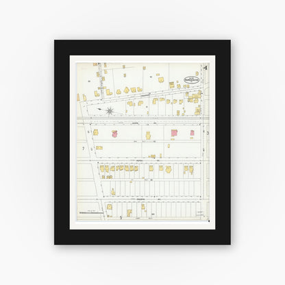 Old map wall art mockup — black gallery frame with white mat — Sanborn Fire Insurance Map from New Kensington, Westmoreland County, Pennsylvania (1900), Sheet #0004
