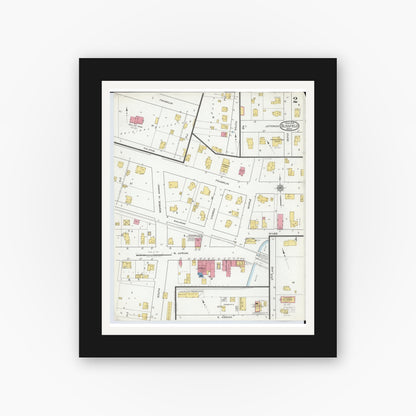 Old map wall art mockup — black gallery frame with white mat — Sanborn Fire Insurance Map from Blissfield, Lenawee County, Michigan (1919), Sheet #0002
