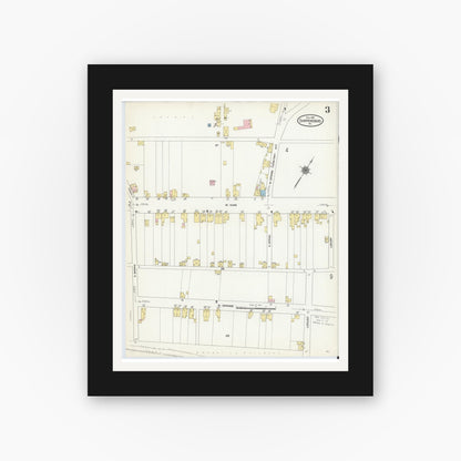 Old map wall art mockup — black gallery frame with white mat — Sanborn Fire Insurance Map from Shippensburg, Cumberland And Franklin Counties, Pennsylvania (1910), Sheet #0003