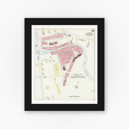 Old map wall art mockup — black gallery frame with white mat — Sanborn Fire Insurance Map from Haverstraw, Rockland County, New York (1896), Sheet #0010