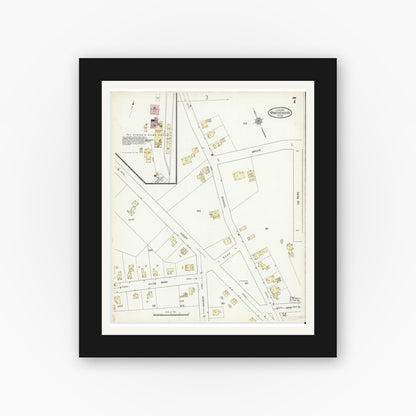 Old map wall art mockup — black gallery frame with white mat — Sanborn Fire Insurance Map from Winchendon, Worcester County, Massachusetts (1914), Sheet #0007