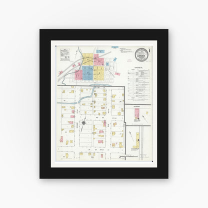 Old map wall art mockup — black gallery frame with white mat — Sanborn Fire Insurance Map from Chaska, Carver County, Minnesota (1911) - Complete Map Set