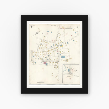 Old map wall art mockup — black gallery frame with white mat — Sanborn Fire Insurance Map from Bryn Athyn, Montgomery County, Pennsylvania (1941), Sheet #0004