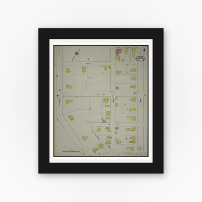 Old map wall art mockup — black gallery frame with white mat — Sanborn Fire Insurance Map from Riverton, Burlington County, New Jersey (1911), Sheet #0004