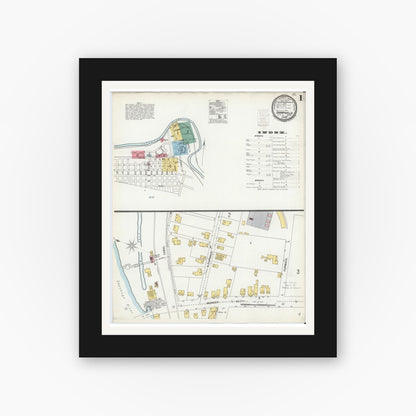 Old map wall art mockup — black gallery frame with white mat — Sanborn Fire Insurance Map from Sharpsville, Mercer County, Pennsylvania (1900) - Complete Map Set