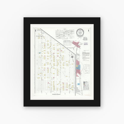 Old map wall art mockup — black gallery frame with white mat — Sanborn Fire Insurance Map from Dupo, Saint Clair County, Illinois (1941) - Complete Map Set