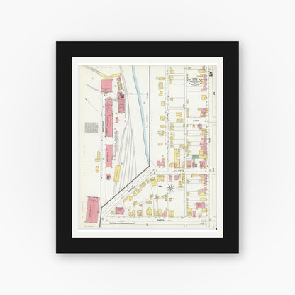 Old map wall art mockup — black gallery frame with white mat — Sanborn Fire Insurance Map from Freeport, Armstrong County, Pennsylvania (1902), Sheet #0005