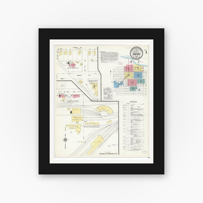 Old map wall art mockup — black gallery frame with white mat — Sanborn Fire Insurance Map from Sanford, Seminole County, Florida (1912) - Complete Map Set