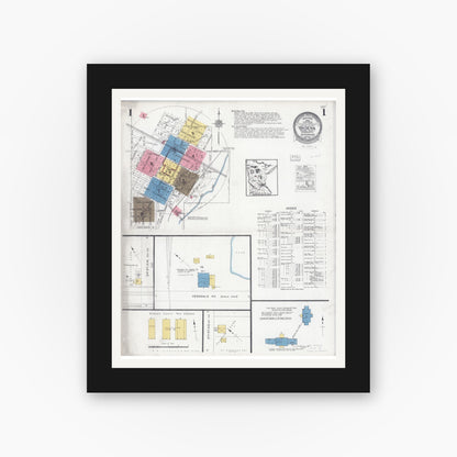 Old map wall art mockup — black gallery frame with white mat — Sanborn Fire Insurance Map from Wadena, Wadena County, Minnesota (1924) - Complete Map Set