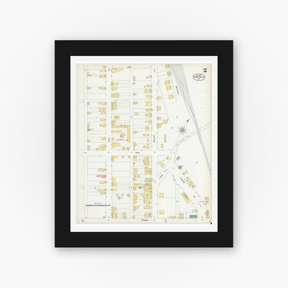 Old map wall art mockup — black gallery frame with white mat — Sanborn Fire Insurance Map from Frackville, Schuylkill County, Pennsylvania (1903), Sheet #0002