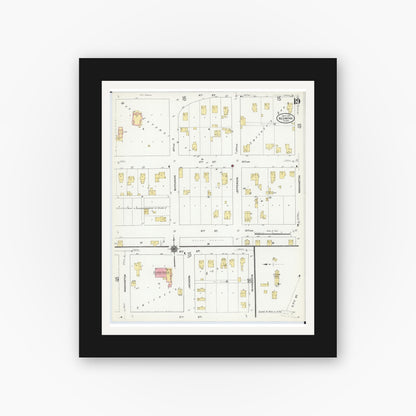 Old map wall art mockup — black gallery frame with white mat — Sanborn Fire Insurance Map from Red Wing, Goodhue County, Minnesota (1910), Sheet #0019