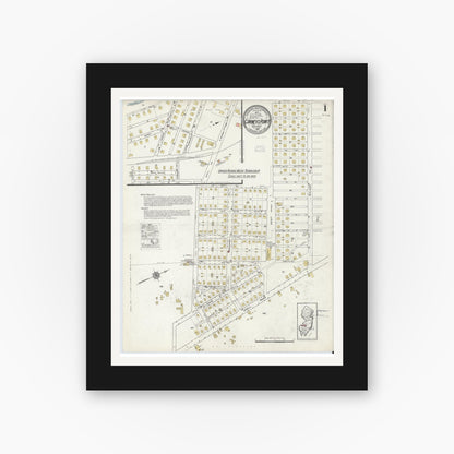 Old map wall art mockup — black gallery frame with white mat — Sanborn Fire Insurance Map from Carneys Point, Salem County, New Jersey (1916) - Complete Map Set