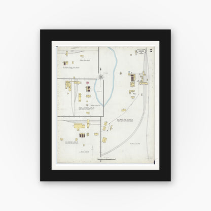 Old map wall art mockup — black gallery frame with white mat — Sanborn Fire Insurance Map from Herrin, Williamson County, Illinois (1902), Sheet #0002