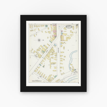 Old map wall art mockup — black gallery frame with white mat — Sanborn Fire Insurance Map from Boonville, Oneida County, New York (1890), Sheet #0002