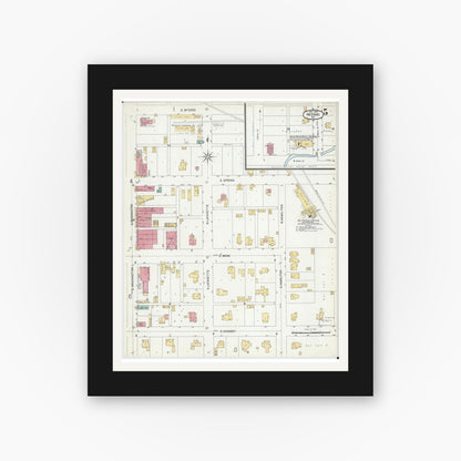 Old map wall art mockup — black gallery frame with white mat — Sanborn Fire Insurance Map from Neosho, Newton County, Missouri (1902), Sheet #0005