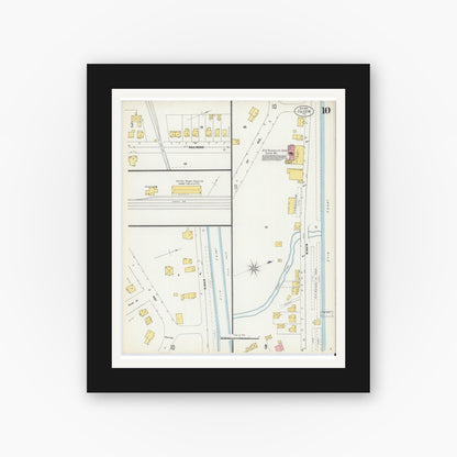 Old map wall art mockup — black gallery frame with white mat — Sanborn Fire Insurance Map from Ilion, Herkimer County, New York (1902), Sheet #0010