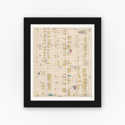 Old map wall art mockup — black gallery frame with white mat — Sanborn Fire Insurance Map from Frackville, Schuylkill County, Pennsylvania (1921), Sheet #0007