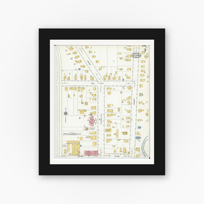 Old map wall art mockup — black gallery frame with white mat — Sanborn Fire Insurance Map from Sylvania, Lucas County, Ohio (1919), Sheet #0003