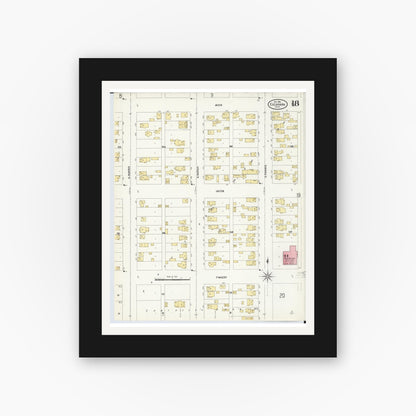 Old map wall art mockup — black gallery frame with white mat — Sanborn Fire Insurance Map from Escanaba, Delta County, Michigan (1906), Sheet #0018